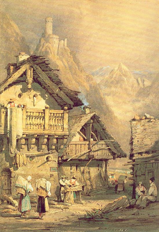 Prout, Samuel Alpine Village oil painting image